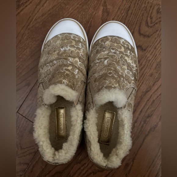 COACH Gold Slip-On Lined Sneaker - Picture 1 of 12